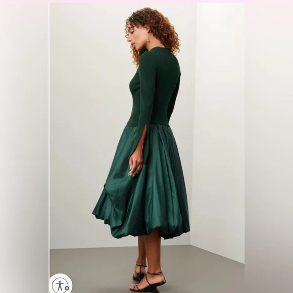 Elegant Dark Green Long Sleeve Dress - Picture 3 of 11